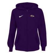 Wholesale Cheap Women's Baltimore Ravens Stadium Rally Full Zip Hoodie Purple