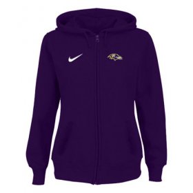 Wholesale Cheap Women\'s Baltimore Ravens Stadium Rally Full Zip Hoodie Purple