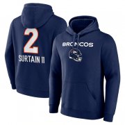 Cheap Men's Denver Broncos #2 Pat Surtain II Navy Team Wordmark Name & Number Pullover Hoodie