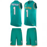 Wholesale Cheap Nike Dolphins #1 Tua Tagovailoa Aqua Green Team Color Men's Stitched NFL Limited Tank Top Suit Jersey