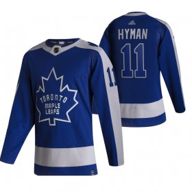 Wholesale Cheap Toronto Maple Leafs #11 Zach Hyman Blue Men\'s Adidas 2020-21 Reverse Retro Alternate NHL Jersey