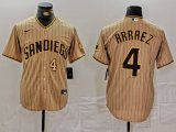 Cheap Men's San Diego Padres #4 Luis Arraez Tan Cool Base Stitched Baseball Jerseys