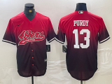 Cheap Men's San Francisco 49ers #13 Brock Purdy Red Black Stitched Baseball Jersey