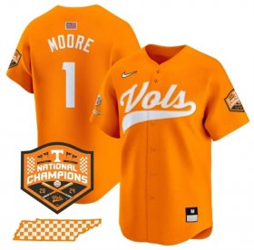 Men\'s Tennessee Volunteers #1 Christian Moore Orange 2024 Champions Vapor Limited Stitched Jersey