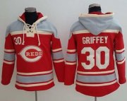 Wholesale Cheap Reds #30 Ken Griffey Red Sawyer Hooded Sweatshirt MLB Hoodie