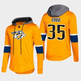 Wholesale Cheap Predators #35 Pekka Rinne Gold 2018 Pullover Platinum Hoodie