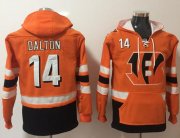 Wholesale Cheap Nike Bengals #14 Andy Dalton Orange/Black Name & Number Pullover NFL Hoodie