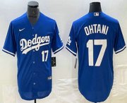 Cheap Men's Los Angeles Dodgers #17 Shohei Ohtani Number Blue Stitched Cool Base Nike Jersey