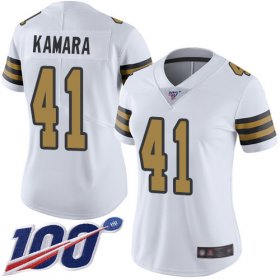 Wholesale Cheap Nike Saints #41 Alvin Kamara White Women\'s Stitched NFL Limited Rush 100th Season Jersey