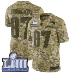 Wholesale Cheap Nike Patriots #87 Rob Gronkowski Camo Super Bowl LIII Bound Men\'s Stitched NFL Limited 2018 Salute To Service Jersey