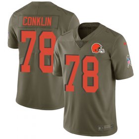 Wholesale Cheap Nike Browns #78 Jack Conklin Olive Men\'s Stitched NFL Limited 2017 Salute To Service Jersey