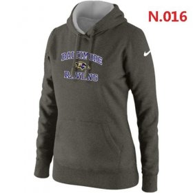 Wholesale Cheap Women\'s Nike Baltimore Ravens Heart & Soul Pullover Hoodie Grey