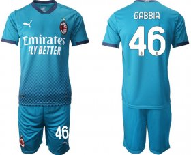 Wholesale Cheap Men 2020-2021 club AC milan away 46 blue Soccer Jerseys