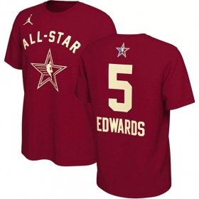 Cheap Men\'s 2024 All-Star #5 Anthony Edwards Crimson T-Shirt