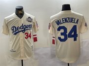 Cheap Men's Los Angeles Dodgers #34 Toro Valenzuela Cream 1981 Cooperstown Stitched Baseball Jersey