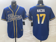 Cheap Men's Los Angeles Rams #17 Puka Nacua Royal With Patch Cool Base Stitched Baseball Jersey