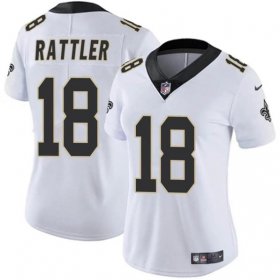 Cheap Women\'s New Orleans Saints #18 Spencer Rattler White Vapor Stitched Game Jersey(Run Small)