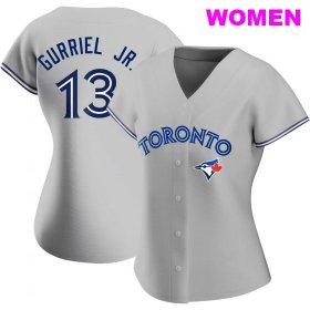 Wholesale Cheap WOMEN\'S TORONTO BLUE JAYS #13 LOURDES GURRIEL JR. GRAY ROAD JERSEY