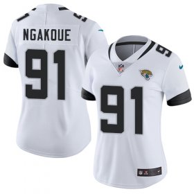 Wholesale Cheap Nike Jaguars #91 Yannick Ngakoue White Women\'s Stitched NFL Vapor Untouchable Limited Jersey