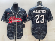 Wholesale Cheap Men's San Francisco 49ers #23 Christian McCaffrey Grey Camo With Patch Cool Base Stitched Baseball Jersey