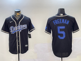 Cheap Men's Los Angeles Dodgers #5 Freddie Freeman Black Cool Base Jerseys