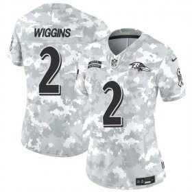 Cheap Women\'s Baltimore Ravens #2 Nate Wiggins 2024 F.U.S.E Arctic Camo Salute To Service Limited Stitched Football Jersey(Run Small)