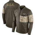 Wholesale Cheap Men's New York Jets Nike Olive Salute to Service Sideline Hybrid Half-Zip Pullover Jacket