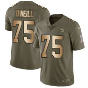 Wholesale Cheap Nike Vikings #75 Brian O'Neill Olive/Gold Men's Stitched NFL Limited 2017 Salute To Service Jersey