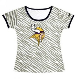 Wholesale Cheap Women\'s Minnesota Vikings Sideline Legend Authentic Logo Zebra Stripes T-Shirt