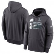 Cheap Men's Philadelphia Eagles Anthracite Super Bowl LIX Champions Locker Room Trophy Collection Fleece Pullover Hoodie