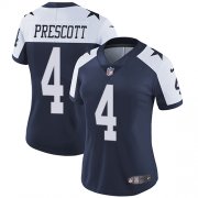 Wholesale Cheap Nike Cowboys #4 Dak Prescott Navy Blue Thanksgiving Women's Stitched NFL Vapor Untouchable Limited Throwback Jersey