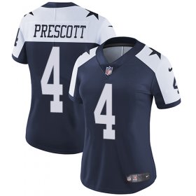 Wholesale Cheap Nike Cowboys #4 Dak Prescott Navy Blue Thanksgiving Women\'s Stitched NFL Vapor Untouchable Limited Throwback Jersey