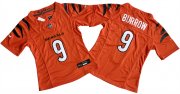 Cheap Women's Cincinnati Bengals #9 Joe Burrow Orange F.U.S.E. Stitched Vapor Football Jersey(Run Small)