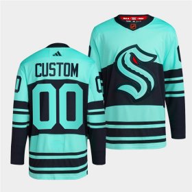 Wholesale Cheap Men\'s Seattle Kraken Custom Ice Blue 2022-23 Reverse Retro Stitched Jersey