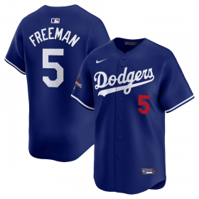 Cheap Men\'s Los Angeles Dodgers #5 Freddie Freeman Royal 2024 World Series Champions Alternate Limited Stitched Baseball Jersey