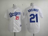 Wholesale Cheap Dodgers #21 Zack Greinke White Cool Base Stitched MLB Jersey