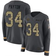 Wholesale Cheap Nike Bears #34 Walter Payton Anthracite Salute to Service Women's Stitched NFL Limited Therma Long Sleeve Jersey