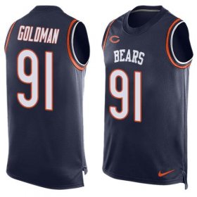 Wholesale Cheap Nike Bears #91 Eddie Goldman Navy Blue Team Color Men\'s Stitched NFL Limited Tank Top Jersey