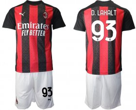 Wholesale Cheap Men 2020-2021 club AC milan home 93 red Soccer Jerseys