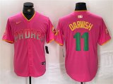 Wholesale Cheap Men's San Diego Padres #11 Yu Darvish Pink Cool Base Stitched Baseball Jersey