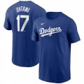 Cheap Men's Los Angeles Dodgers #17 Shohei Ohtani Blue 2024 Fuse Name & Number T-Shirt