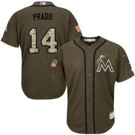 Wholesale Cheap marlins #14 Martin Prado Green Salute to Service Stitched MLB Jersey