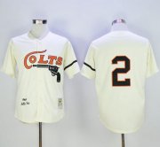 Wholesale Cheap Mitchell and Ness Colt.45s #2 Fox Stitched Cream Throwback MLB Jersey