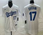 Cheap Men's Los Angeles Dodgers #17 Shohei Ohtani Number White Stitched Cool Base Nike Jersey