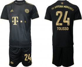 Wholesale Cheap Men 2021-2022 ClubBayern Munchen away black 24 Adidas Soccer Jersey