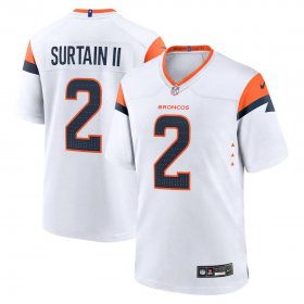 Cheap Men\'s Denver Broncos #2 Pat Surtain II White 2024 Game Stitched Jersey