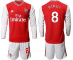 Wholesale Cheap Arsenal #8 Ramsey Red Home Long Sleeves Soccer Club Jersey