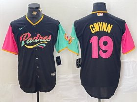 Wholesale Cheap Men\'s San Diego Padres #19 Tony Gwynn Black City Connect Cool Base Stitched Baseball Jersey