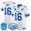 Cheap Men's Detroit Lions #16 Jared Goff White 2024 NFC North Champions 90th Anniversary Patch F.U.S.E. Vapor Limited Stitched Jersey