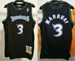 Wholesale Cheap Men's Minnesota Timberwolves #3 Stephon Marbury 1997-98 Black Hardwood Classics Soul Swingman Throwback Jersey